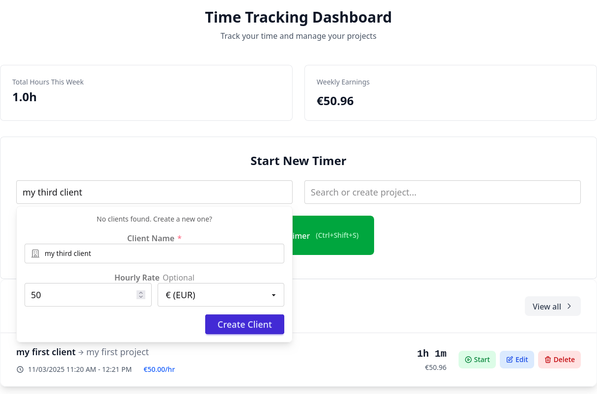 Creating a new client while starting timer